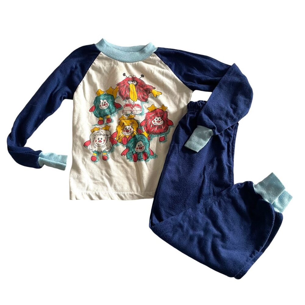 Vintage 80s Rainbow Brite Pajama Set 3 3T Sleep Shirt & Pants Sprites Blue RARE